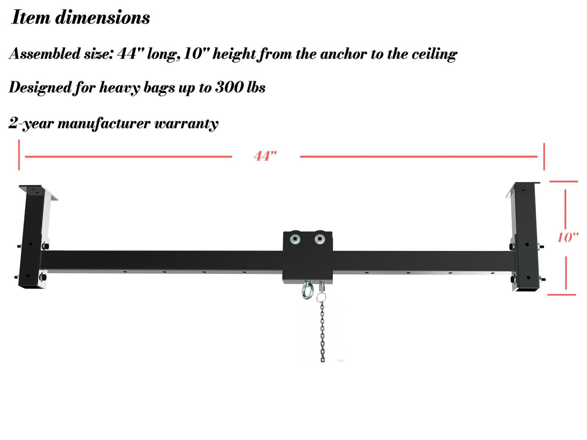 Wall Ceiling Heavy Bag Mount 44'' Roller Hanger - 300 lb Capacity