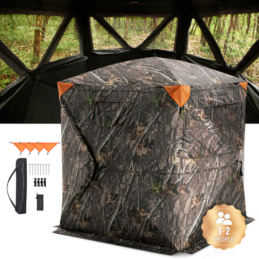 Ground Hunting Blind 270° with Mesh Windows for Deer & Duck - Weatherproof, Portable, 2-3 Person