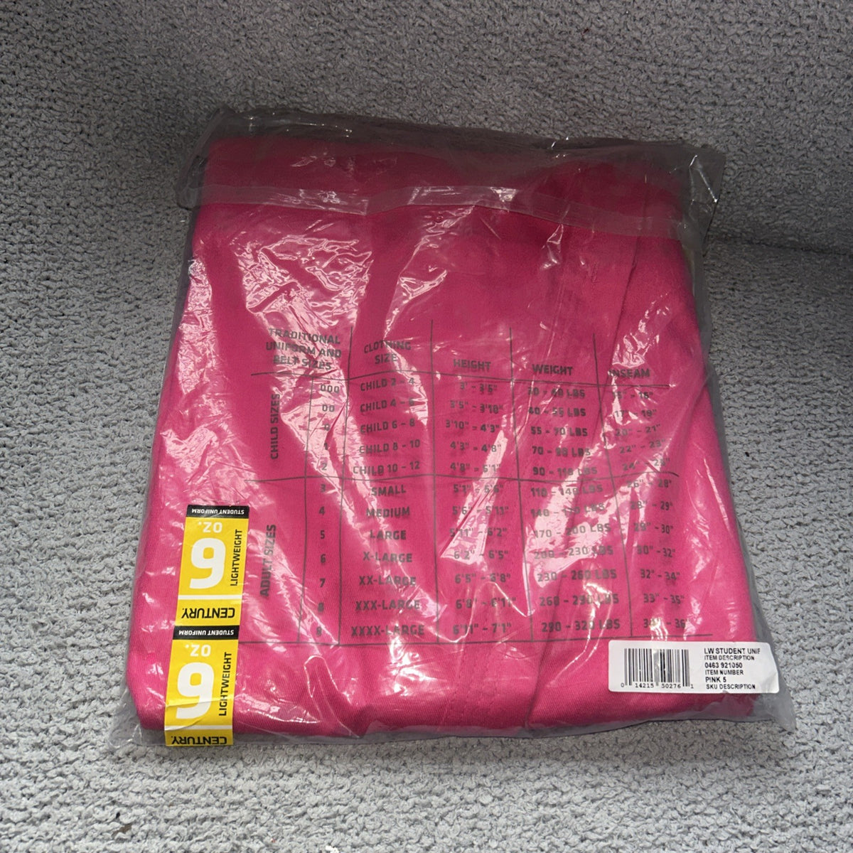 Lightweight Martial Arts Student Uniform Size 5 Pink with Belt - 6 oz