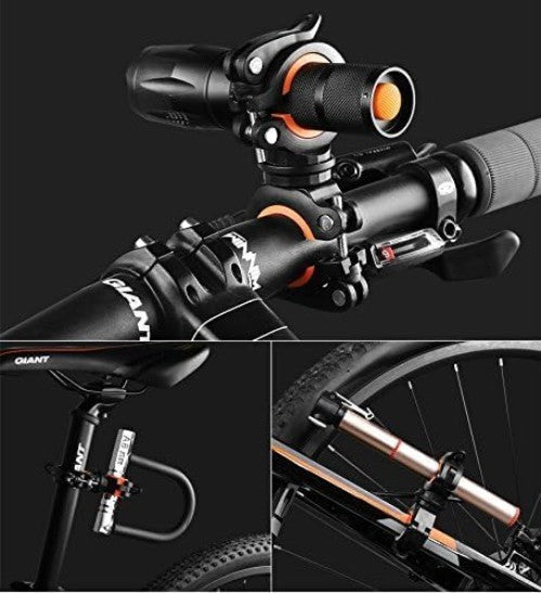 Bicycle Flashlight Mount Holder with Rubber Clamp - 2 Pack