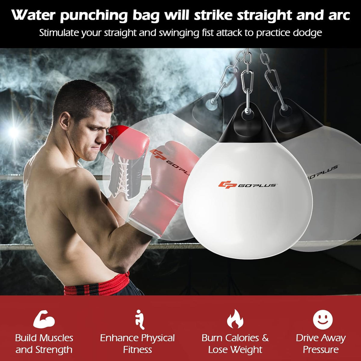 Heavy Punching Bag with Water Fillable Design - 21'' 180lb / 18'' 110lb MMA Boxing Equipment