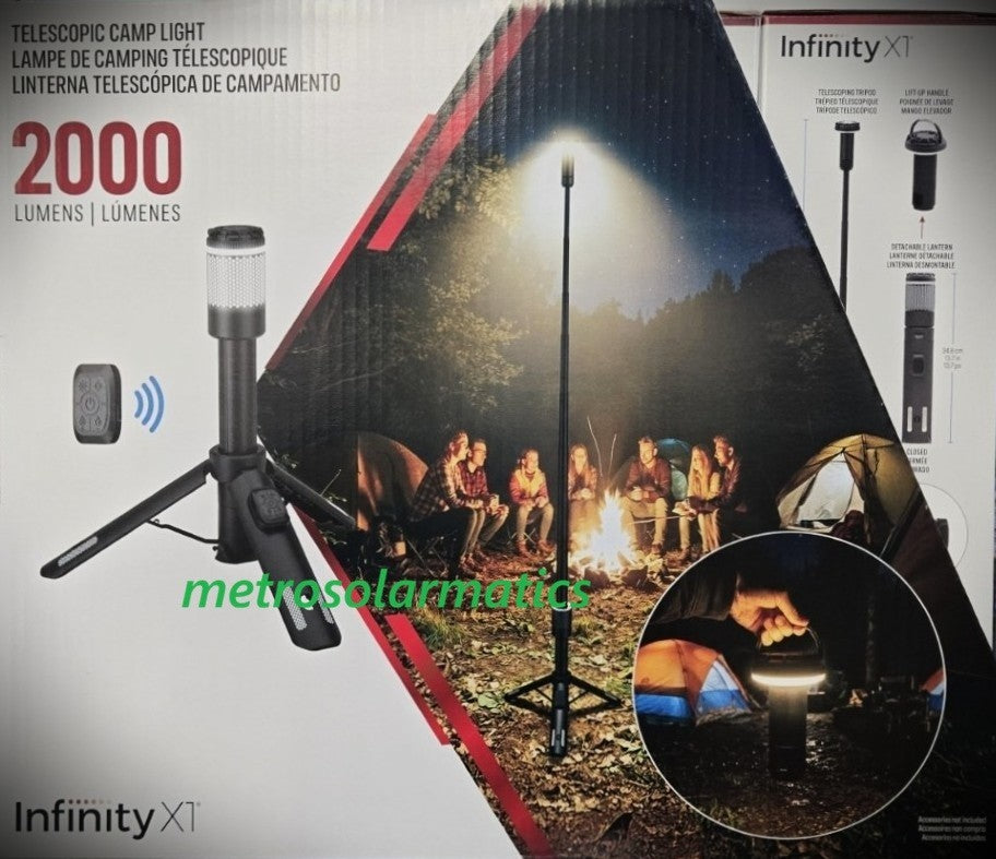 2000 Lumen Telescopic Camping Light with Remote Control and Solar Charging