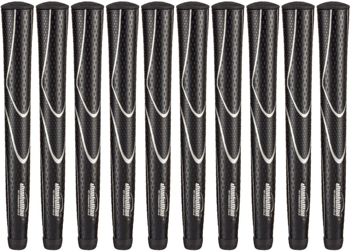 Oversize Golf Grips Set of 10 - Medium Size, Black & Silver, USGA Conforming