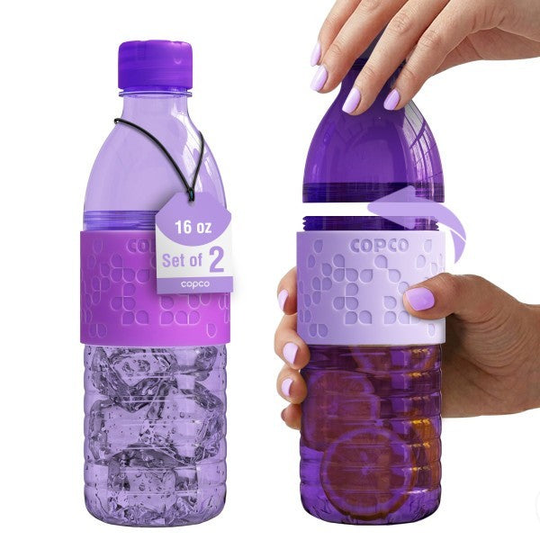 16.9oz Leak-Proof Reusable Water Bottle Set with Non-Slip Sleeve