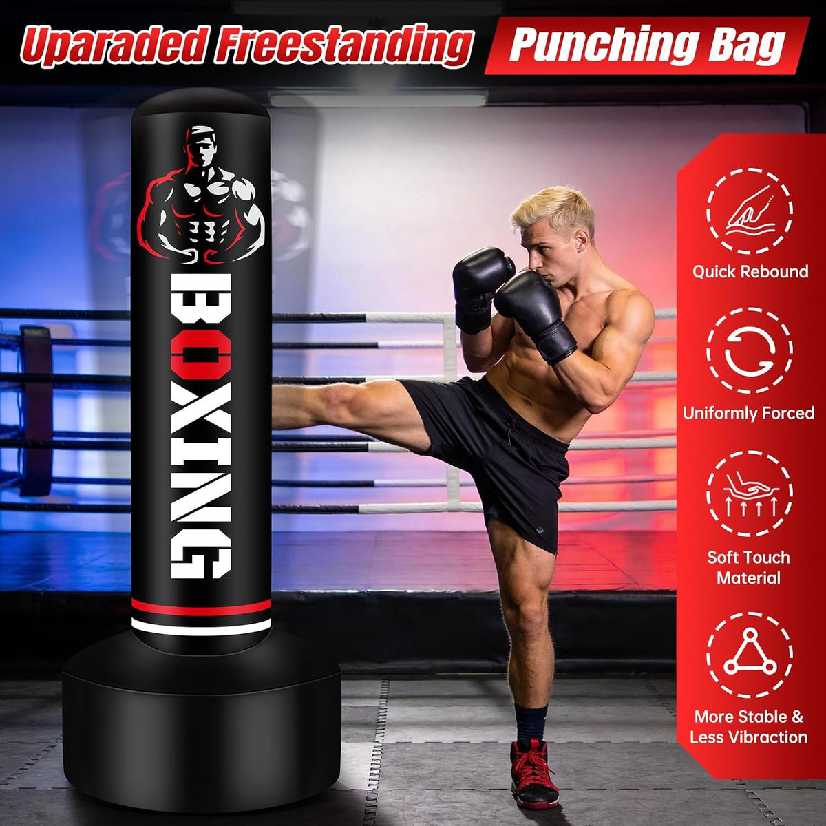 70-Inch Freestanding Boxing Punching Bag with Stand for Adults & Teens