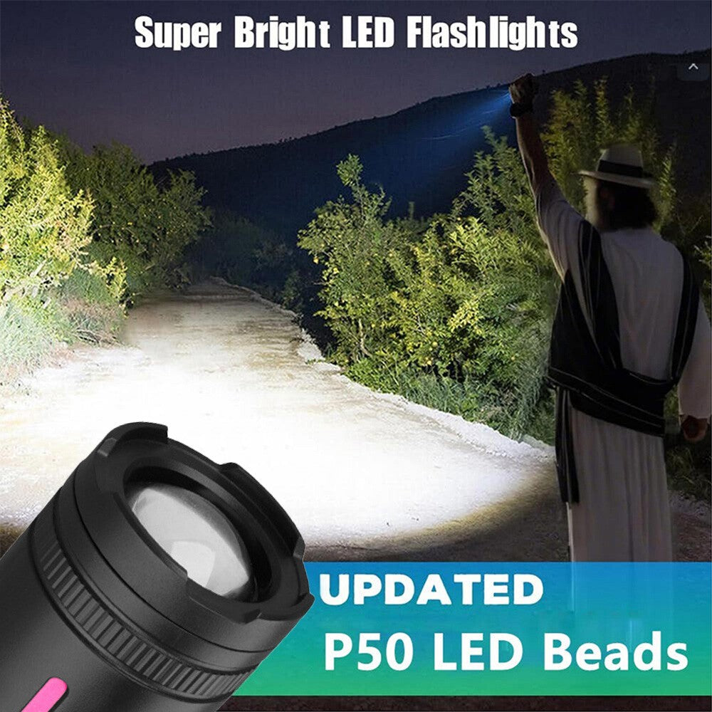 Super Bright Rechargeable LED Tactical Flashlight 99000000LM with Zoom & Multiple Modes