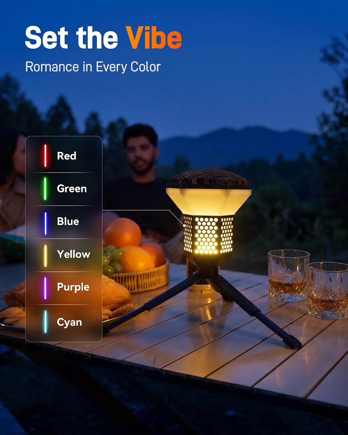 Rechargeable Camping Lantern 2000LM with Tripod & RGB Light Modes