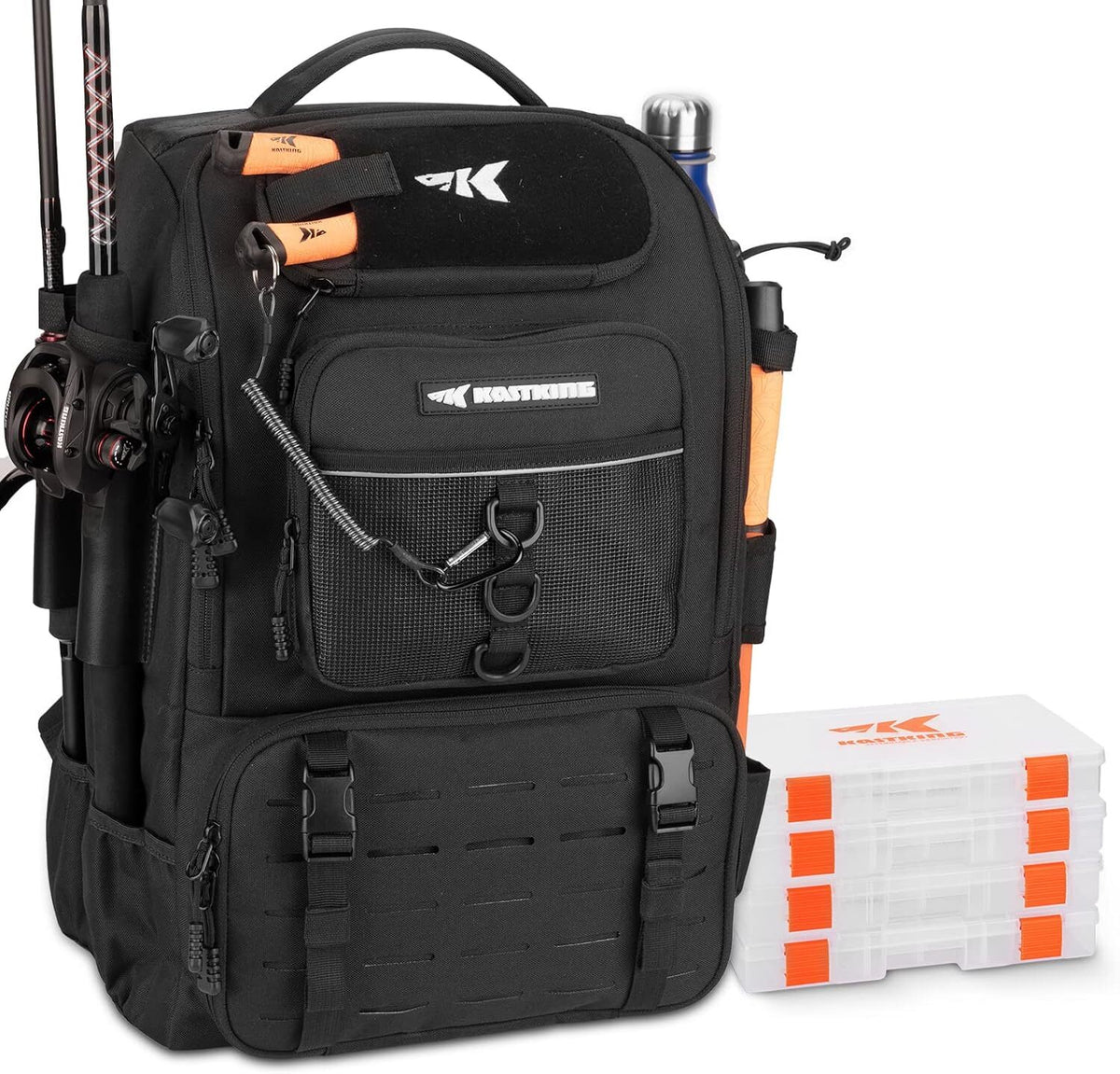 Fishing Tackle Backpack with Rod Holders 4 Tackle Boxes 40L Outdoor Bag