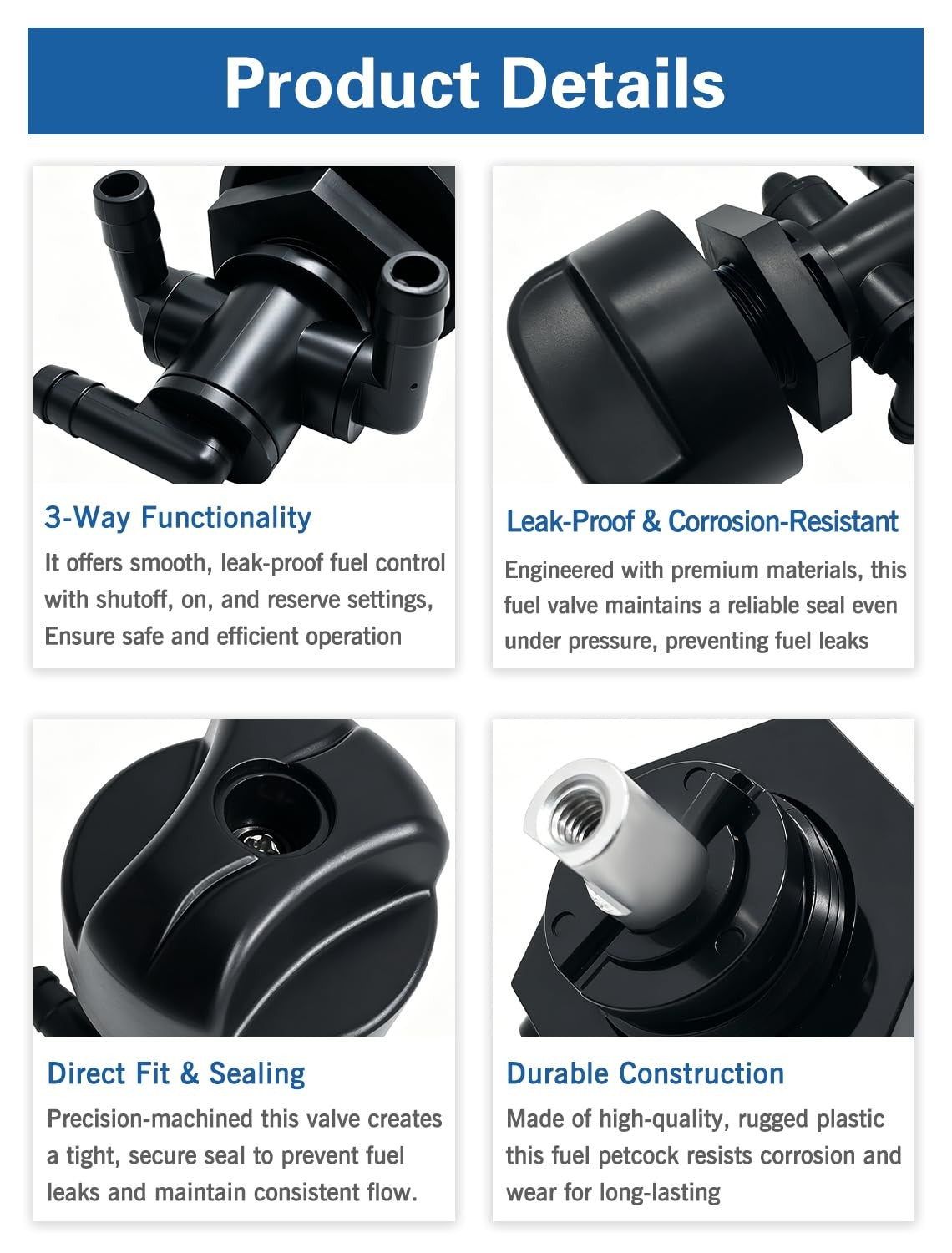 3-Way Fuel Shut Off Valve Petcock for Polaris Off-Road Vehicles