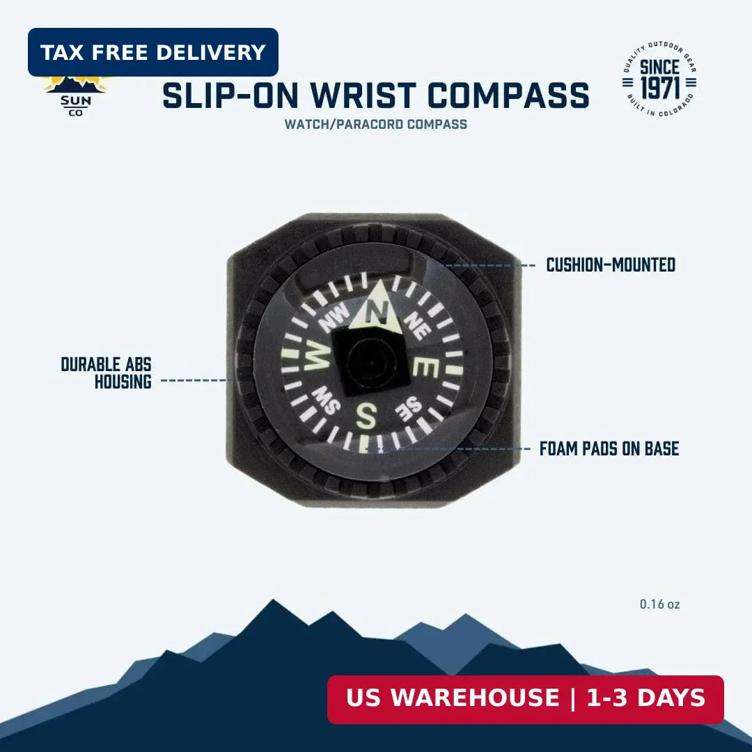 Slip-On Wrist Compass for Watch Bands and Paracord Survival Bracelets