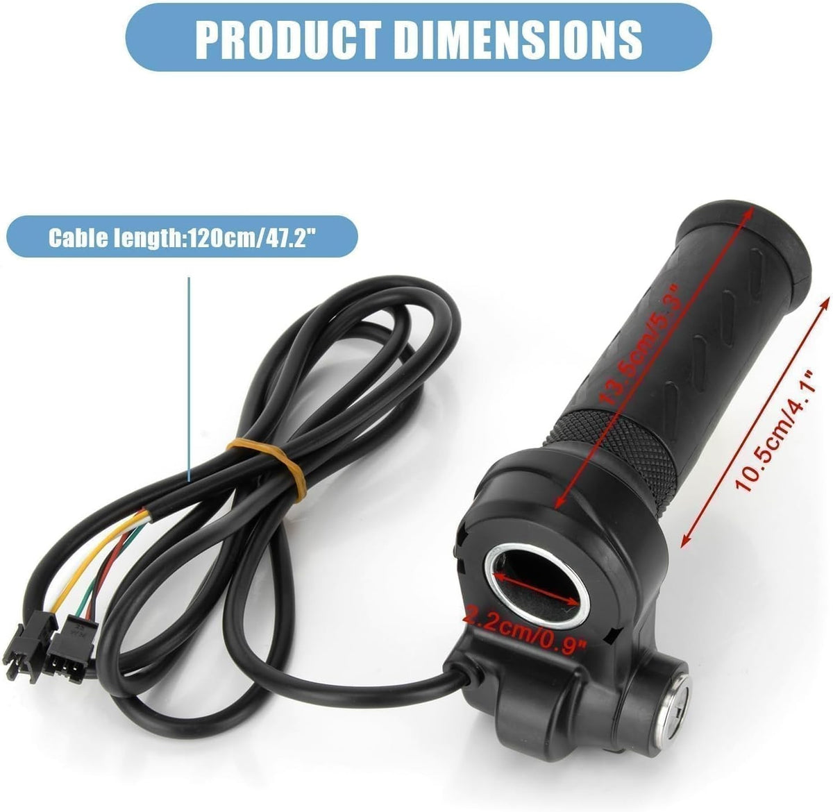 Universal 22mm E-Bike Throttle with 2 Keys Waterproof Handlebar Control
