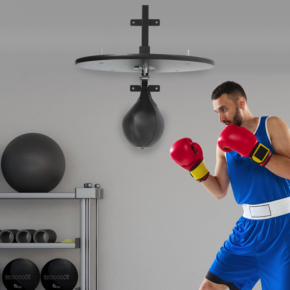 Heavy Duty Speed Bag Platform Kit with Adjustable Height and Punching Ball for Boxing Training