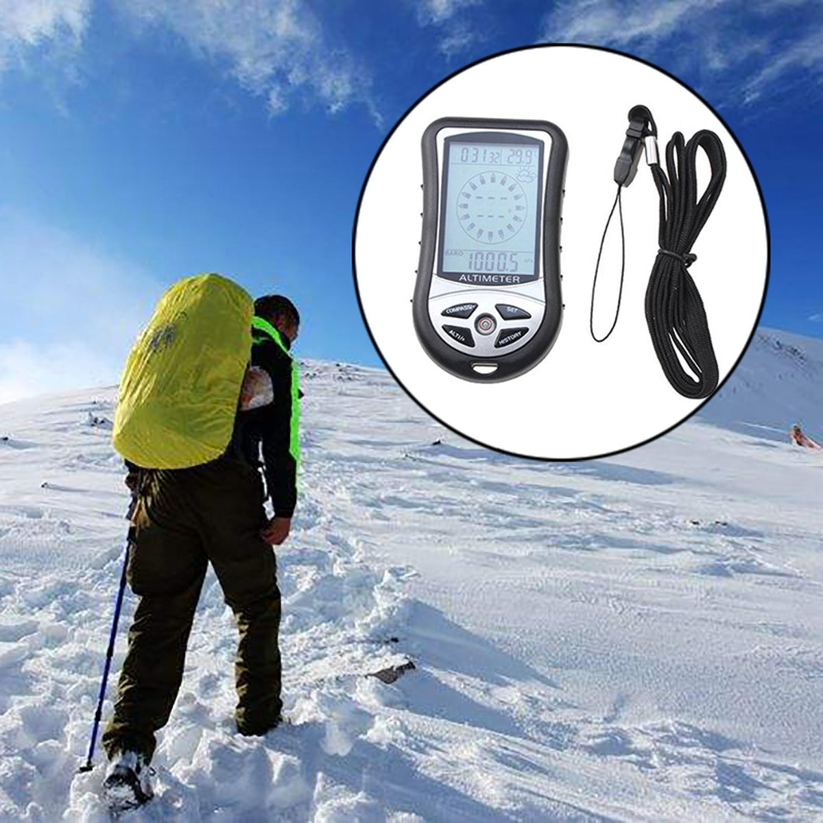 Digital Hiking Altimeter Compass Barometer Thermometer Watch 8-in-1 Outdoor Tool