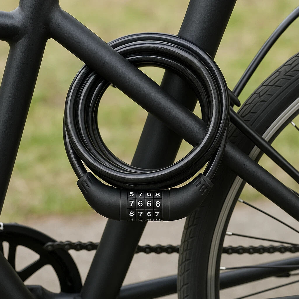 4FT Steel Bicycle Lock Cable with 4-Digit Resettable Combination - Heavy Duty Security