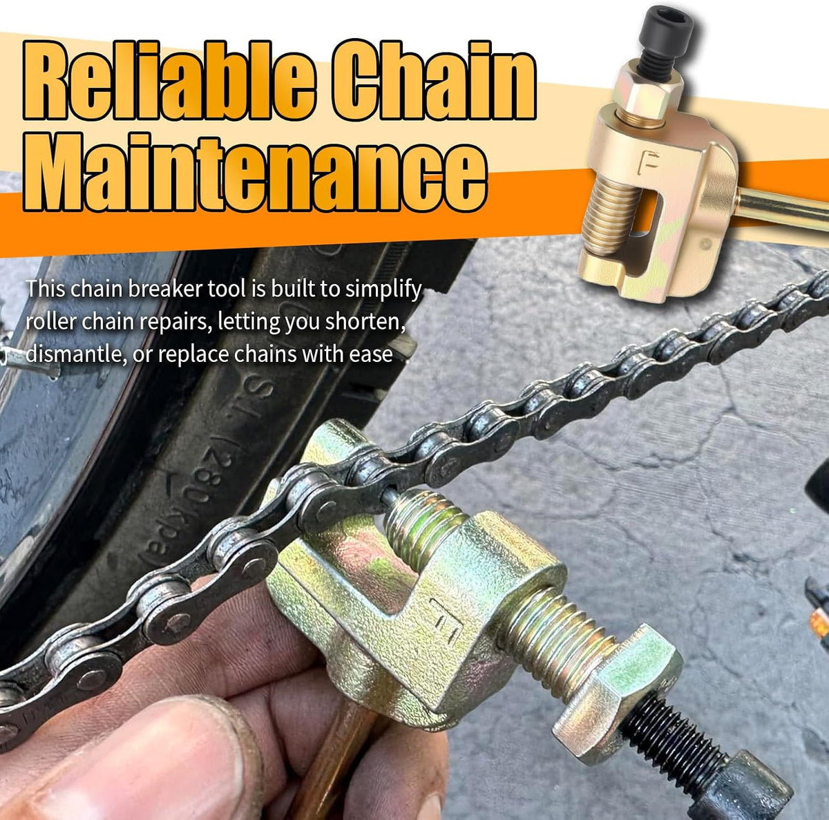 Heavy Duty Motorcycle Chain Breaker Tool Kit with 35 Master Links and Accessories