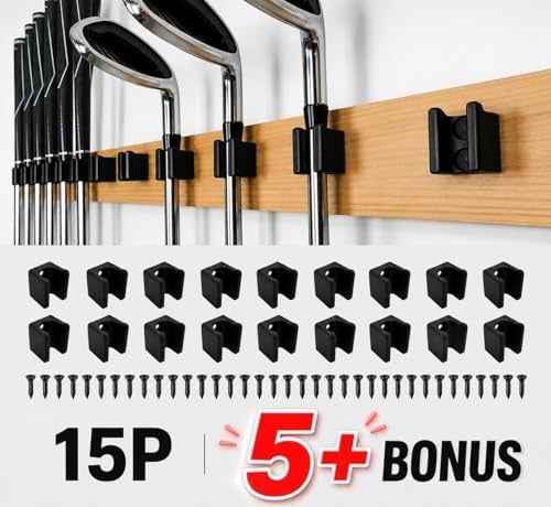 Golf Club Wall Mount Holders - 16 Pack Adjustable Golf Organizer for Garage & Man Cave