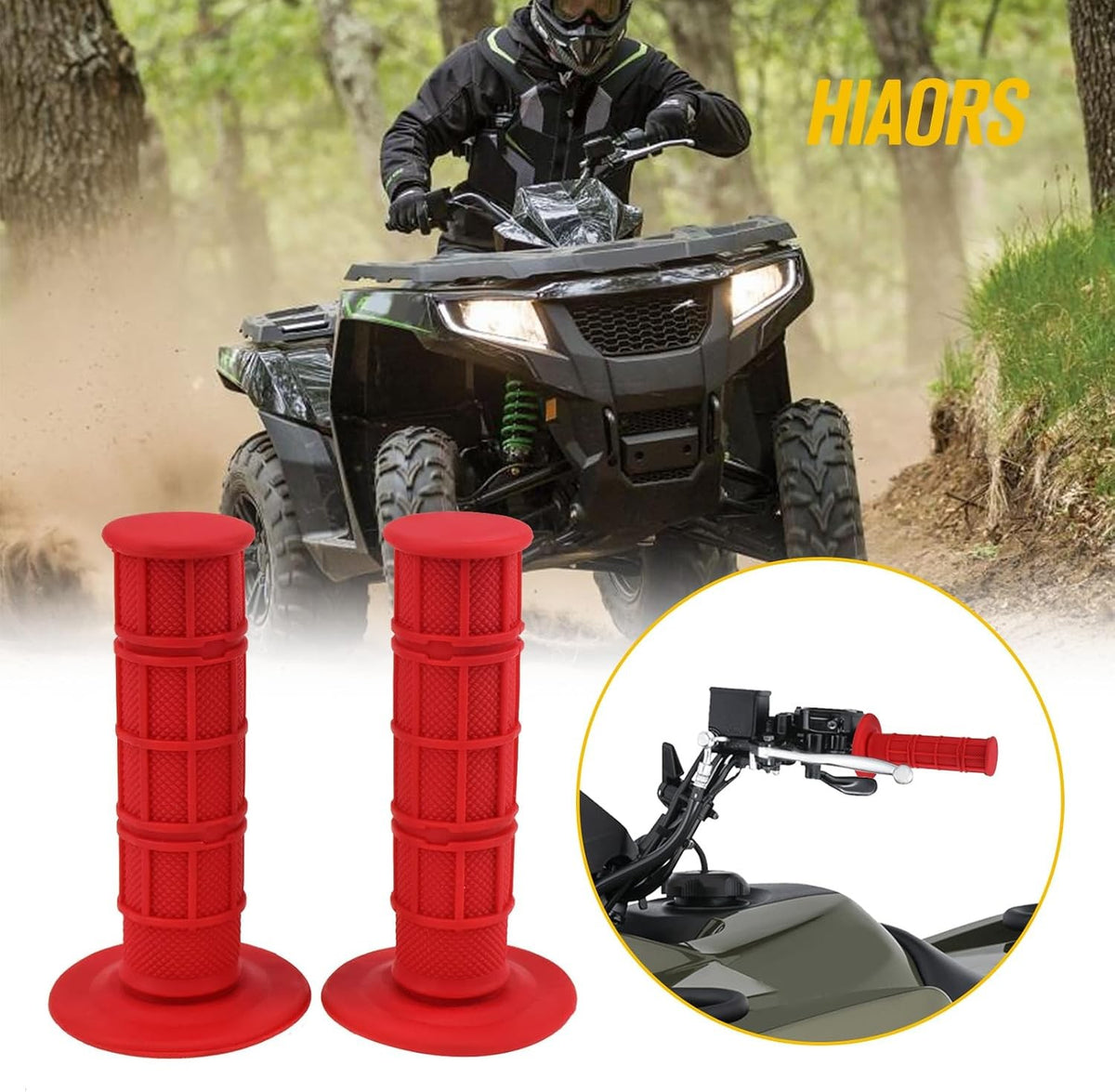 7/8 Inch ATV Handlebar Grips for Tractors and Quads - Red Left & Right Set