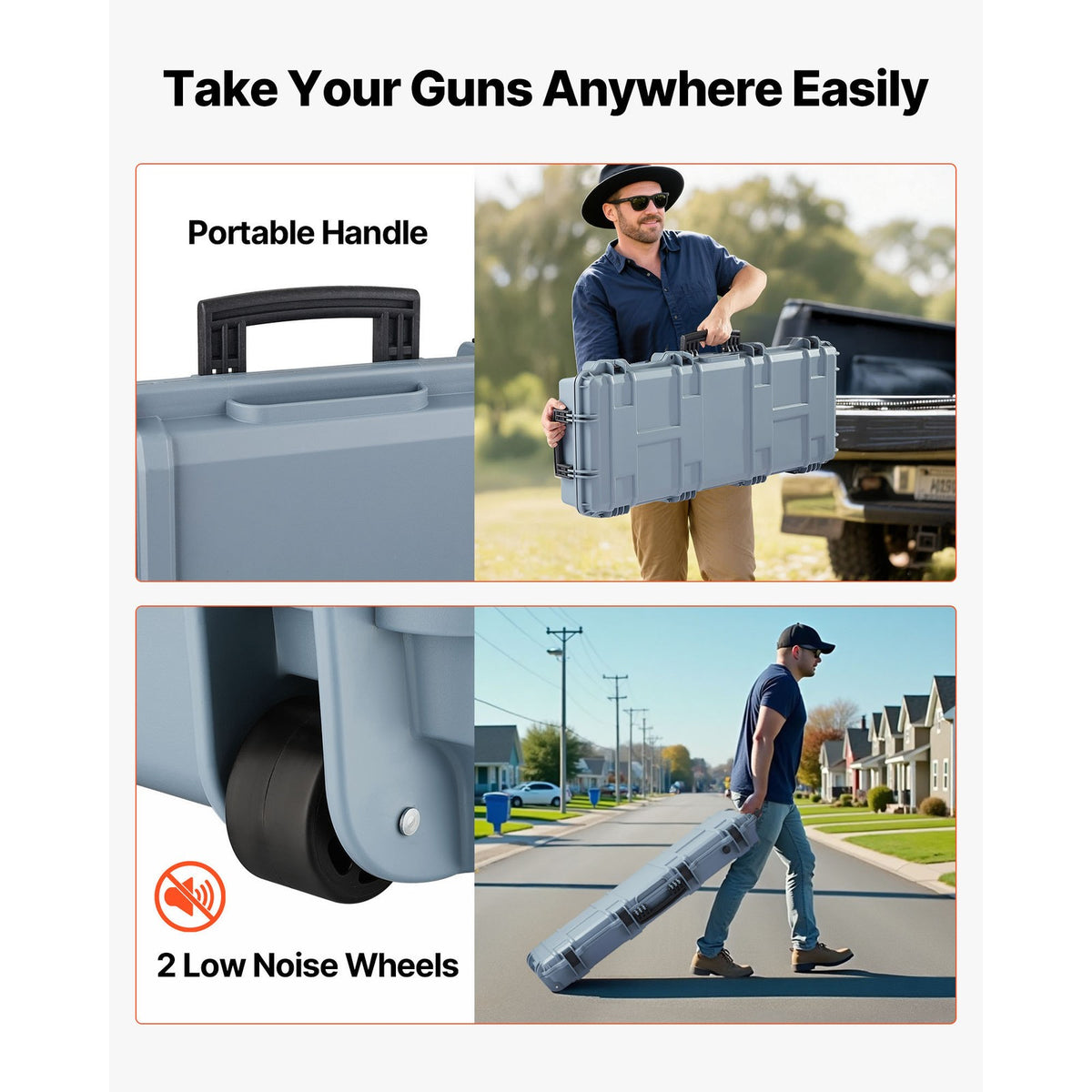 42-Inch Waterproof Hard Rifle Case - Dustproof Gun Storage with Lockable Handles