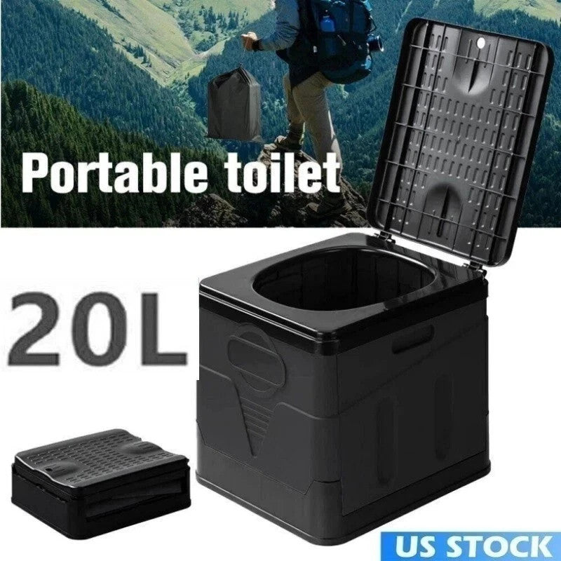 Portable Camping Toilet 20L Foldable Potty for Car Travel & Hiking Emergency