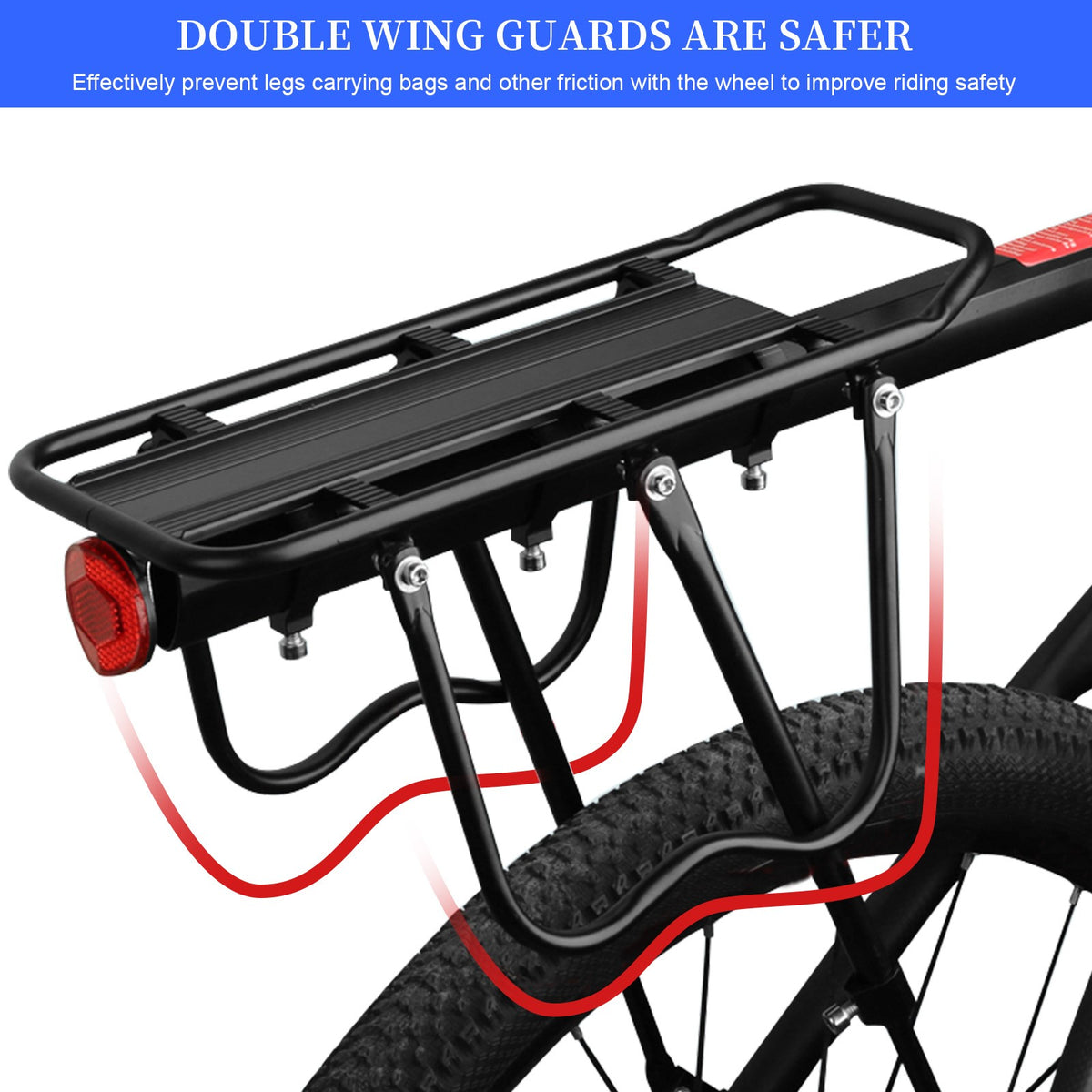 Heavy Duty Bicycle Rear Rack Cargo Carrier with 110 Lb Capacity