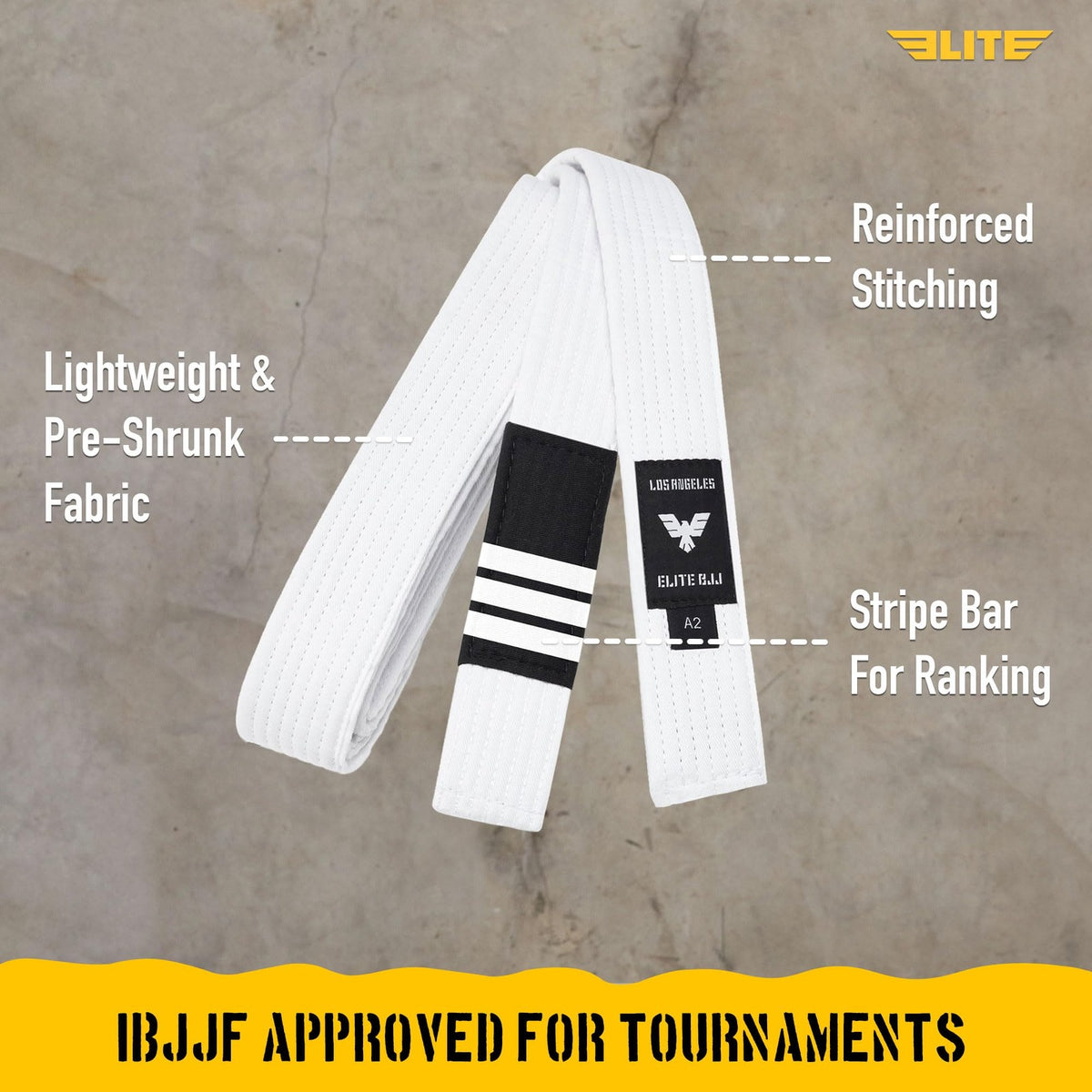 IBJJF Approved Brazilian Jiu Jitsu Belt for Adults Men & Women - Lightweight Cotton with Ranking Stripes