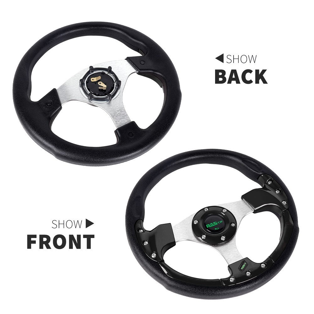 Golf Cart Steering Wheel & Adapter Set for EZGO Club Car Yamaha - Black