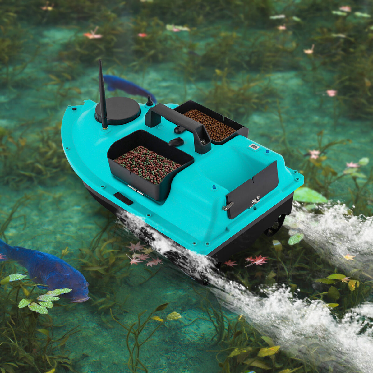 RC Fishing Bait Boat with Dual Motors, 5200mAh Battery, LED Light for Sea Lake River