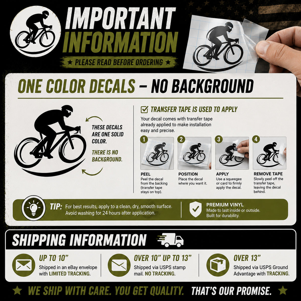 Cycling Vinyl Decal Sticker for Bike Frames - Road, MTB, Custom USA Made