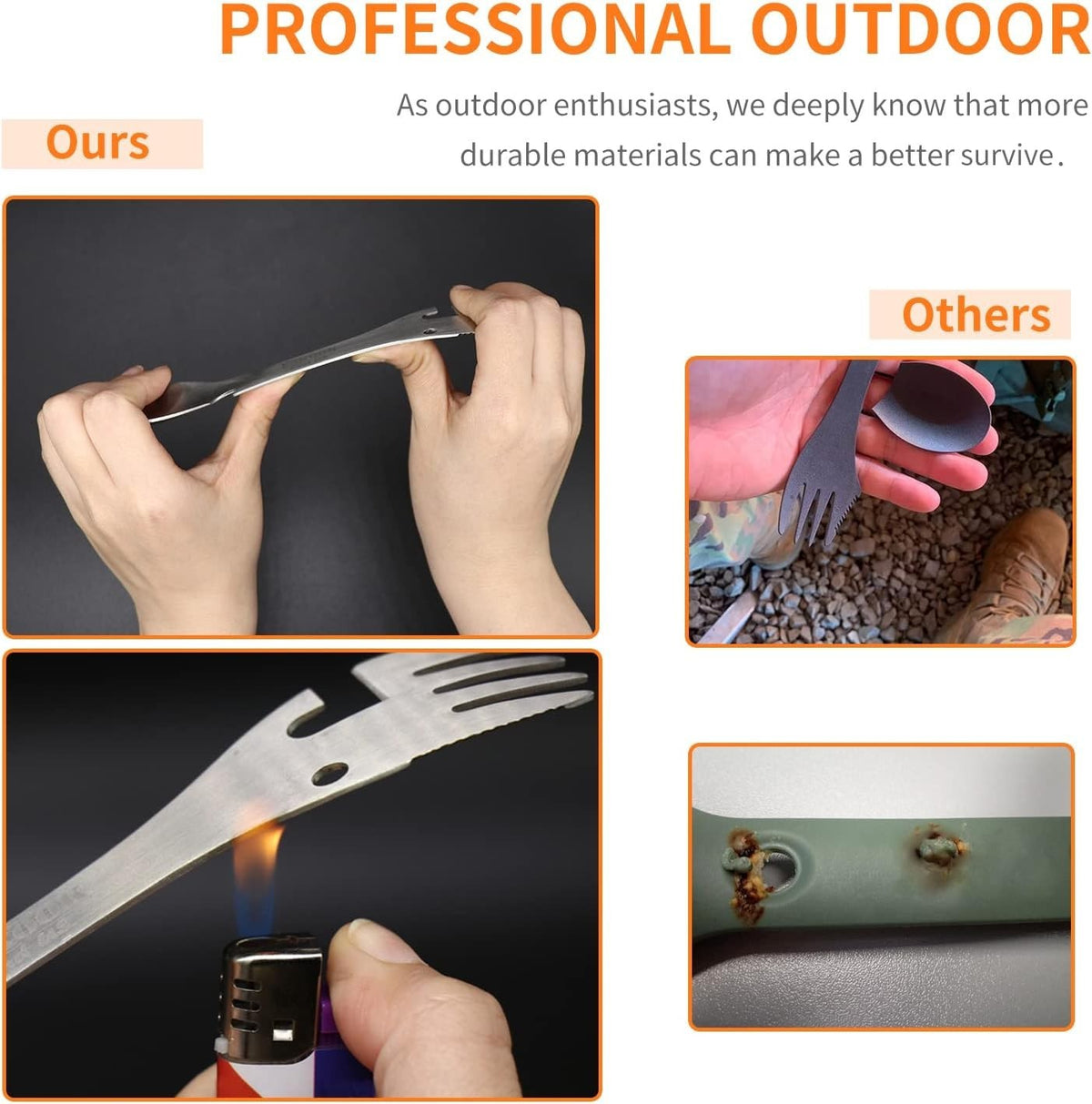 Camping Spork 5-in-1 Stainless Steel Utensil Multi-Tool Lightweight