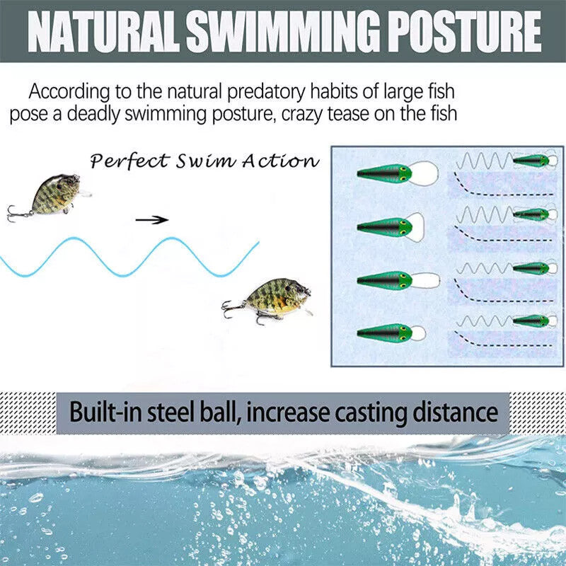 Artificial Fishing Crankbait Lure Set for Bass and Predatory Fish - 5Pcs
