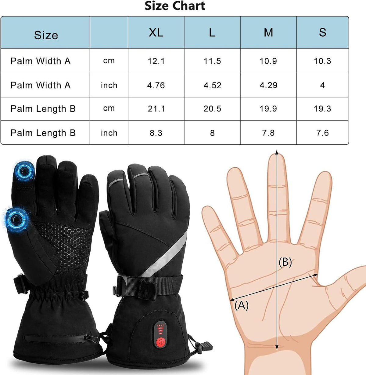 Electric Heated Gloves Winter Thermal Hand Warmers Rechargeable Battery