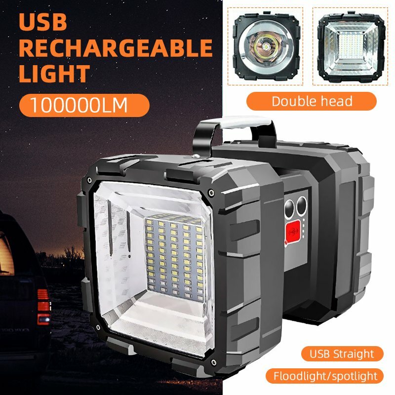 Rechargeable LED Searchlight Flashlight Portable Handheld Spotlight 100000LM
