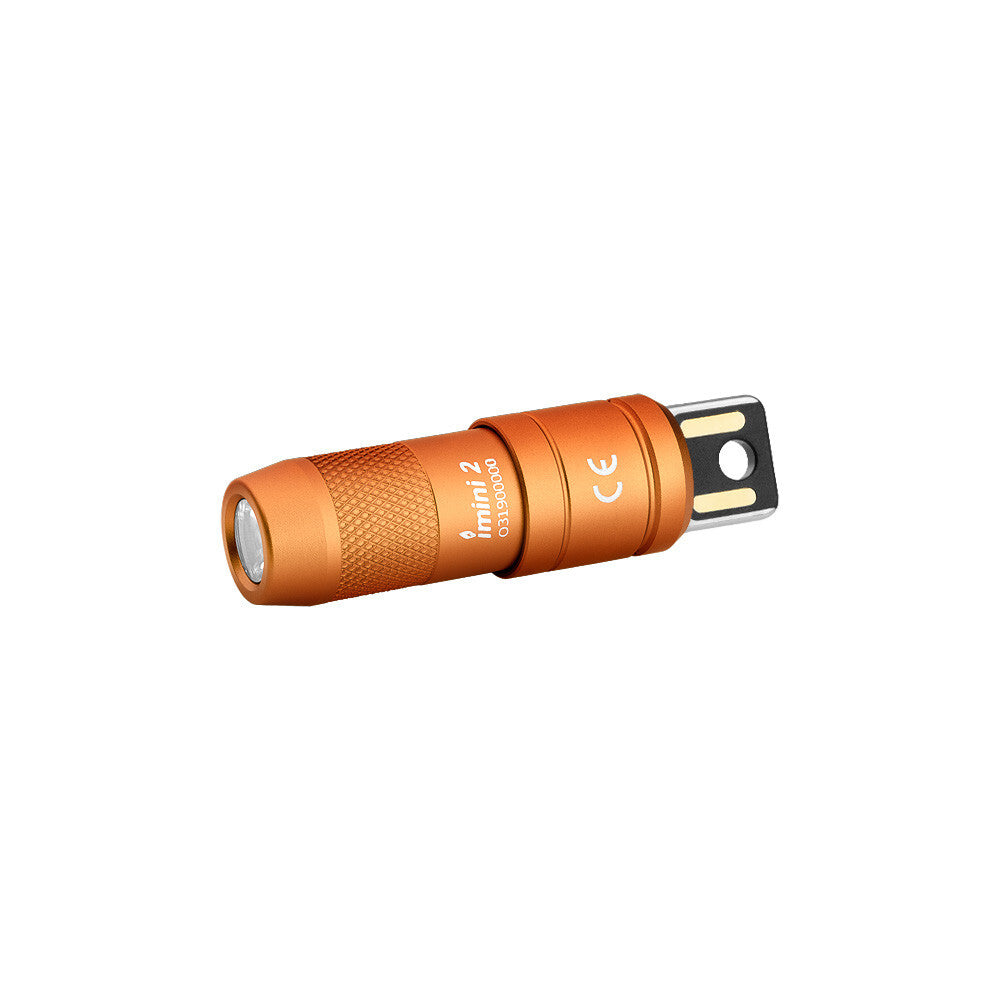 Mini USB Rechargeable Flashlight Keychain 50 Lumens - Orange
