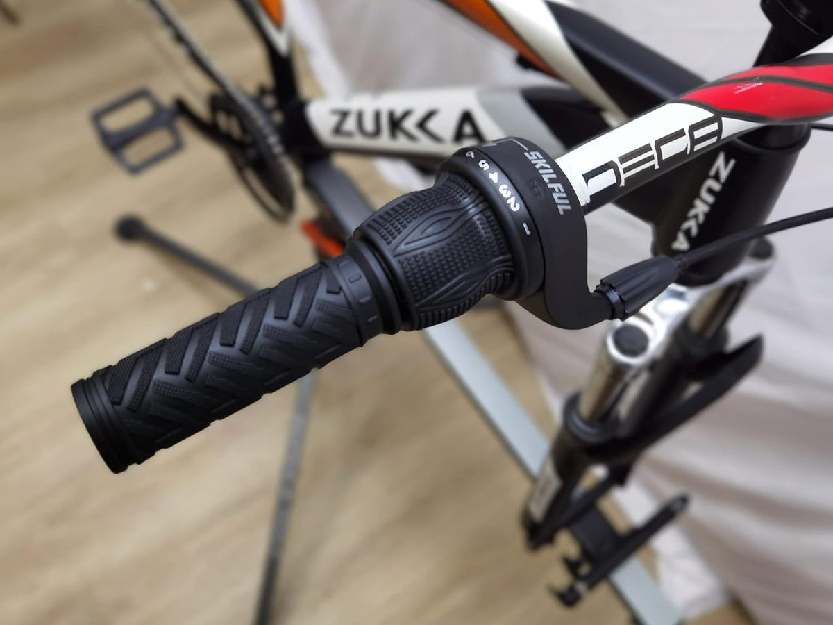 18 Speed Bicycle Twist Shifter Set with Handlebar Grips for Mountain & Commuter Bikes