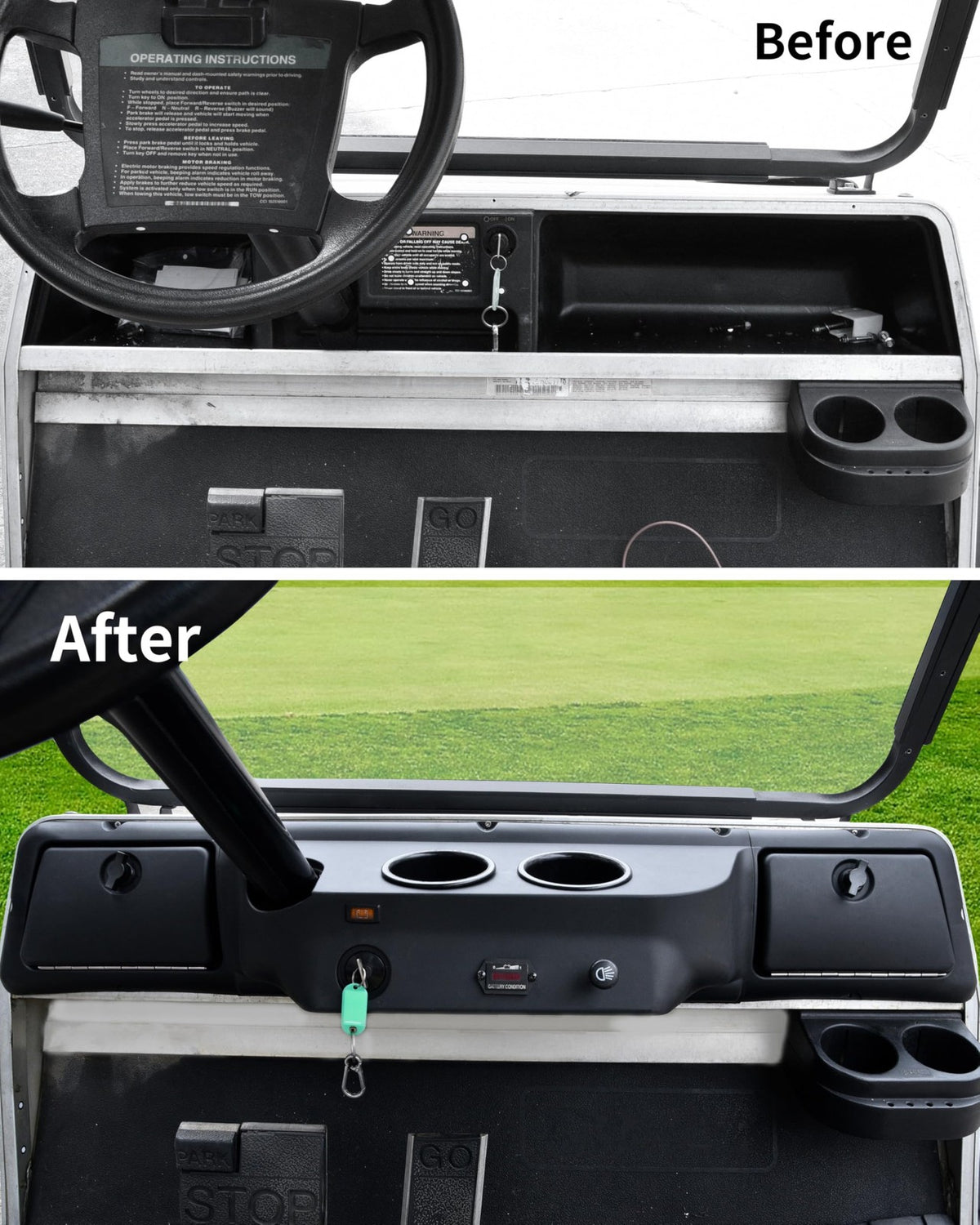 Golf Cart Dashboard Cover for Club Car DS 1982+ ABS Replacement Black