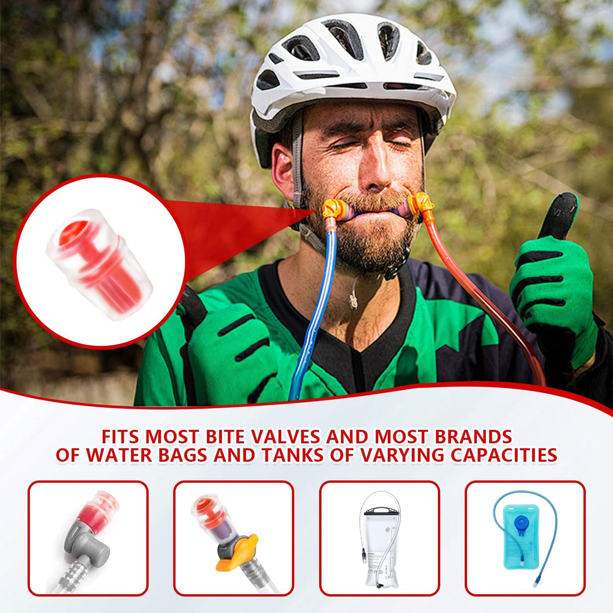 4 Pack Silicone Bite Valve Replacements for Osprey Hydration Bladders - Red
