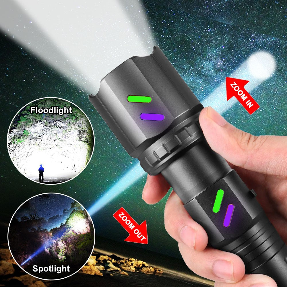 High Power Rechargeable LED Laser Flashlight with Zoom & SOS Mode