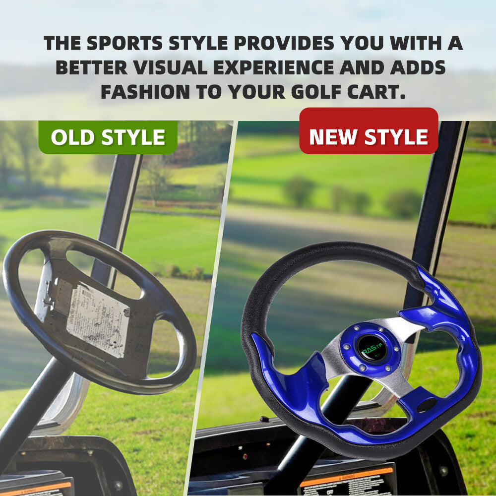 13-Inch Golf Cart Steering Wheel with Hub Adapter for EZGO Yamaha Club Car