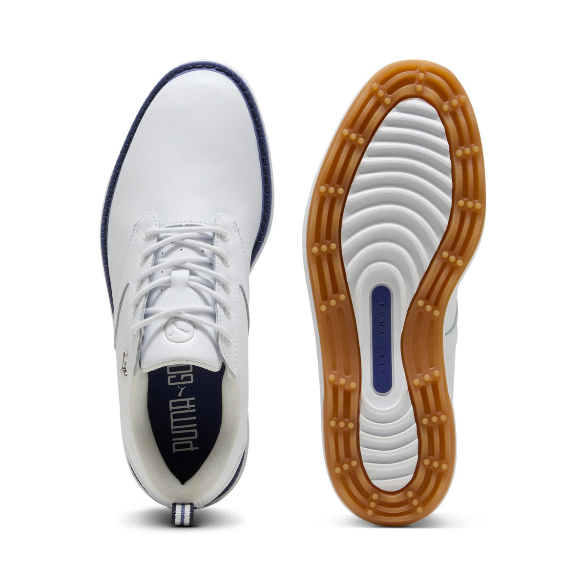 Women's Golf Shoes Spikeless Leather Comfort & Traction - White Blue