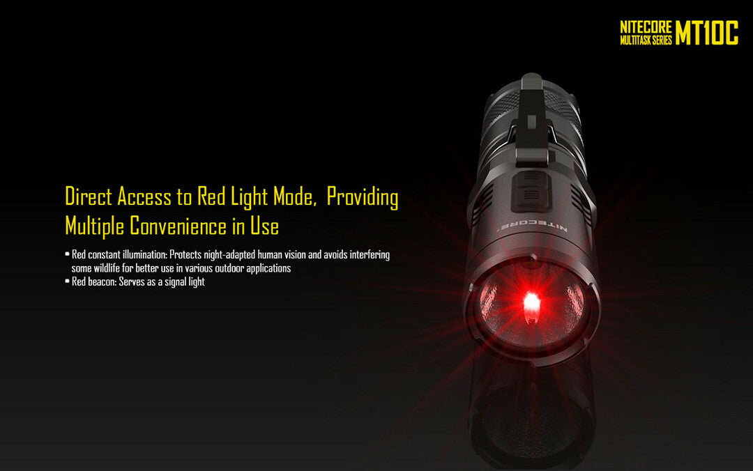Compact Tactical Flashlight with Red & White LEDs, Batteries & Charger