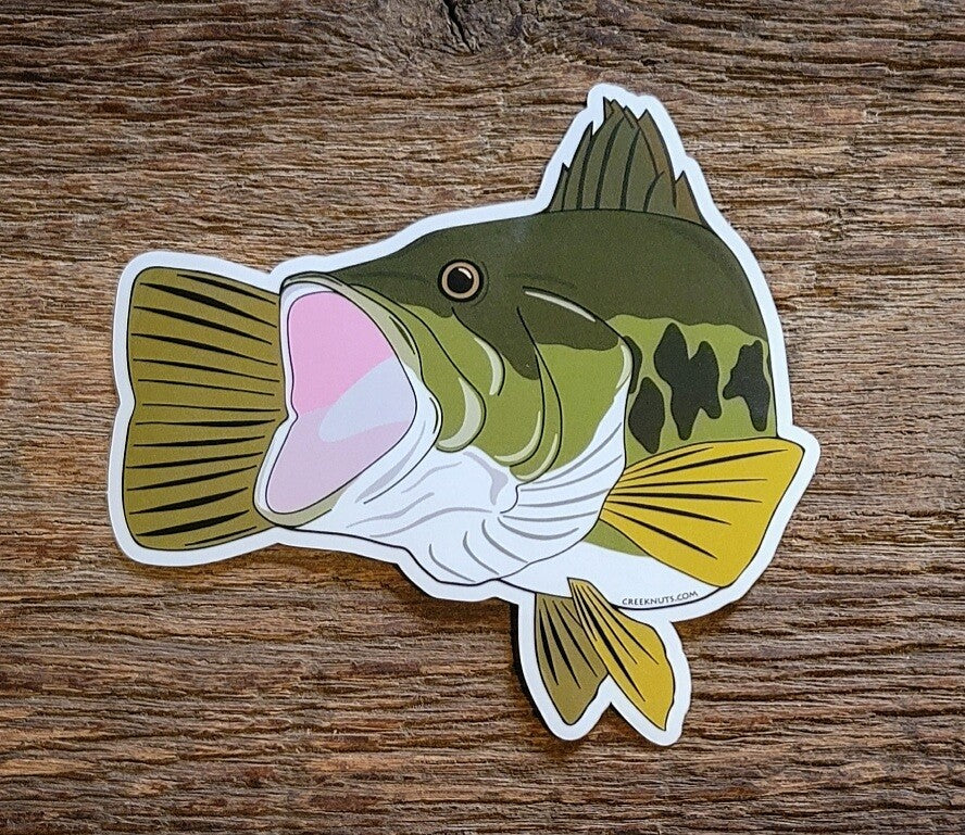 Large Mouth Bass Fish Sticker Decal - Waterproof Glossy Outdoor Vinyl - 4.75"