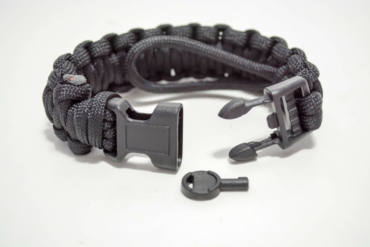 Military Survival Paracord Bracelet with Handcuff Key - Adjustable EDC Gear