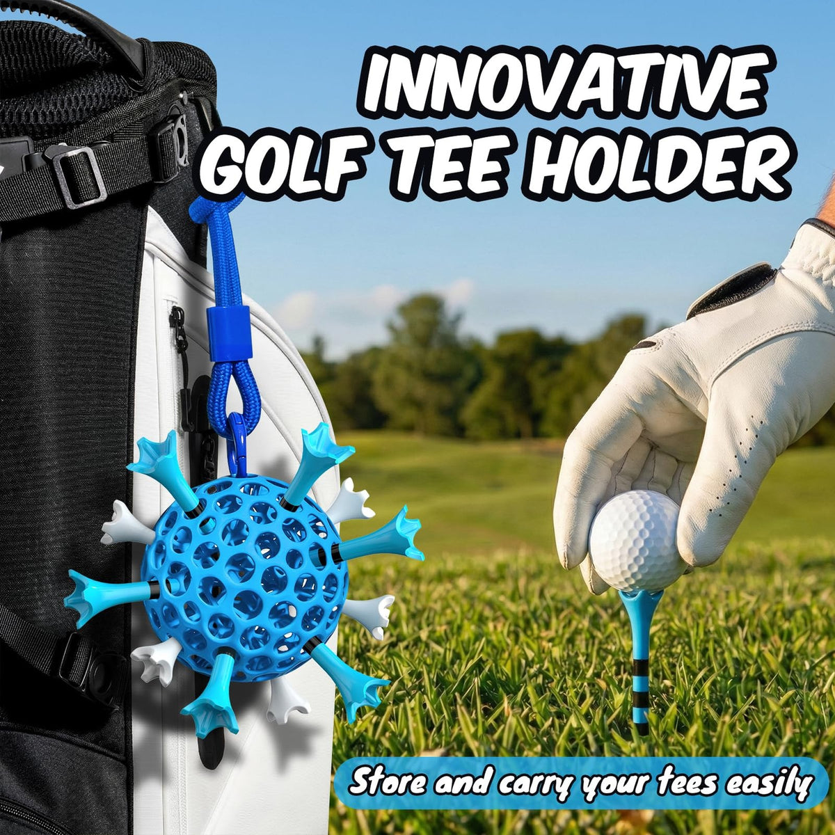 Golf Tees 50 Pack with Tee Holder - Durable Plastic 3-1/4" for Drivers