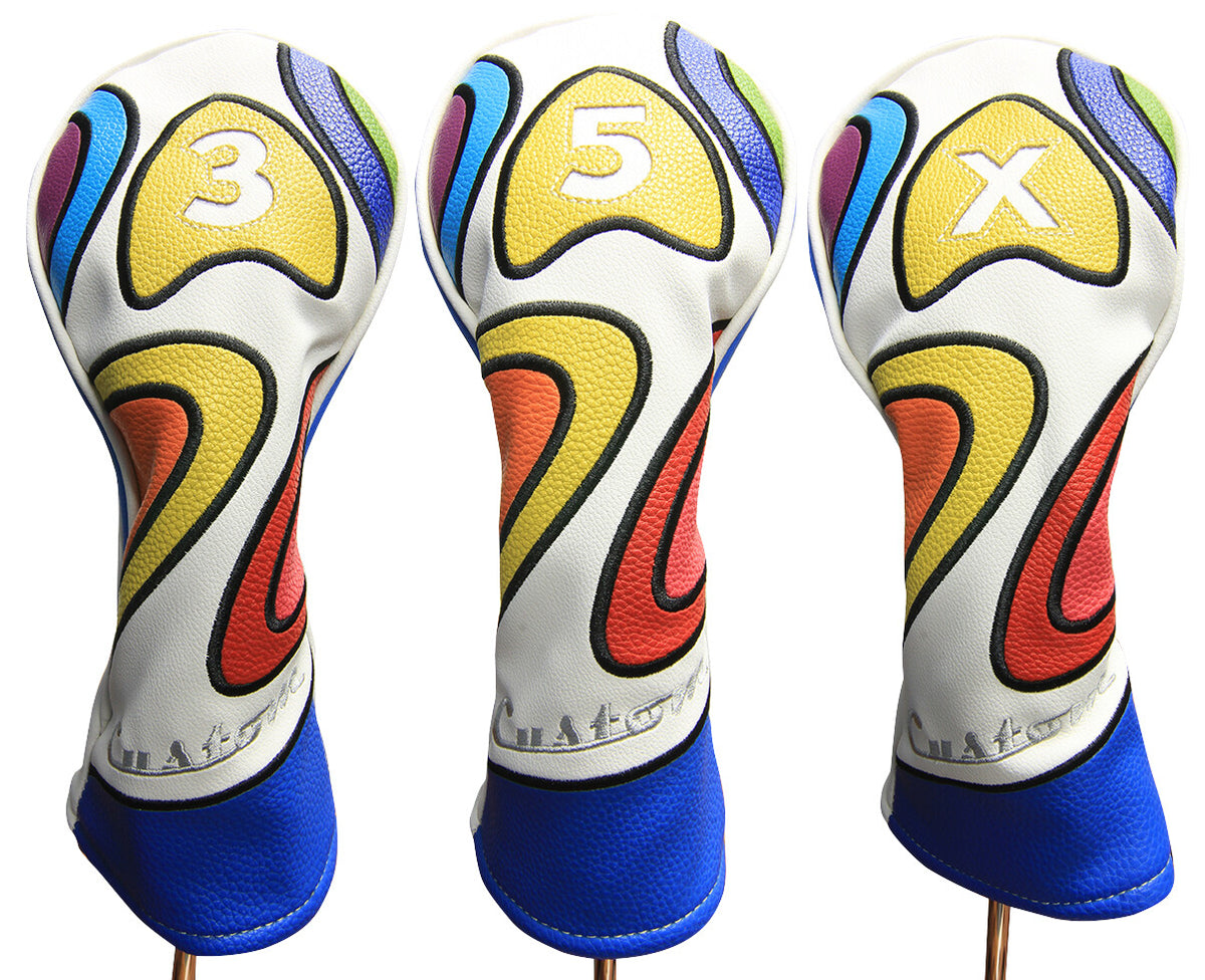 Majek Retro Golf Fairway Wood Headcover - Psychedelic Vintage Style