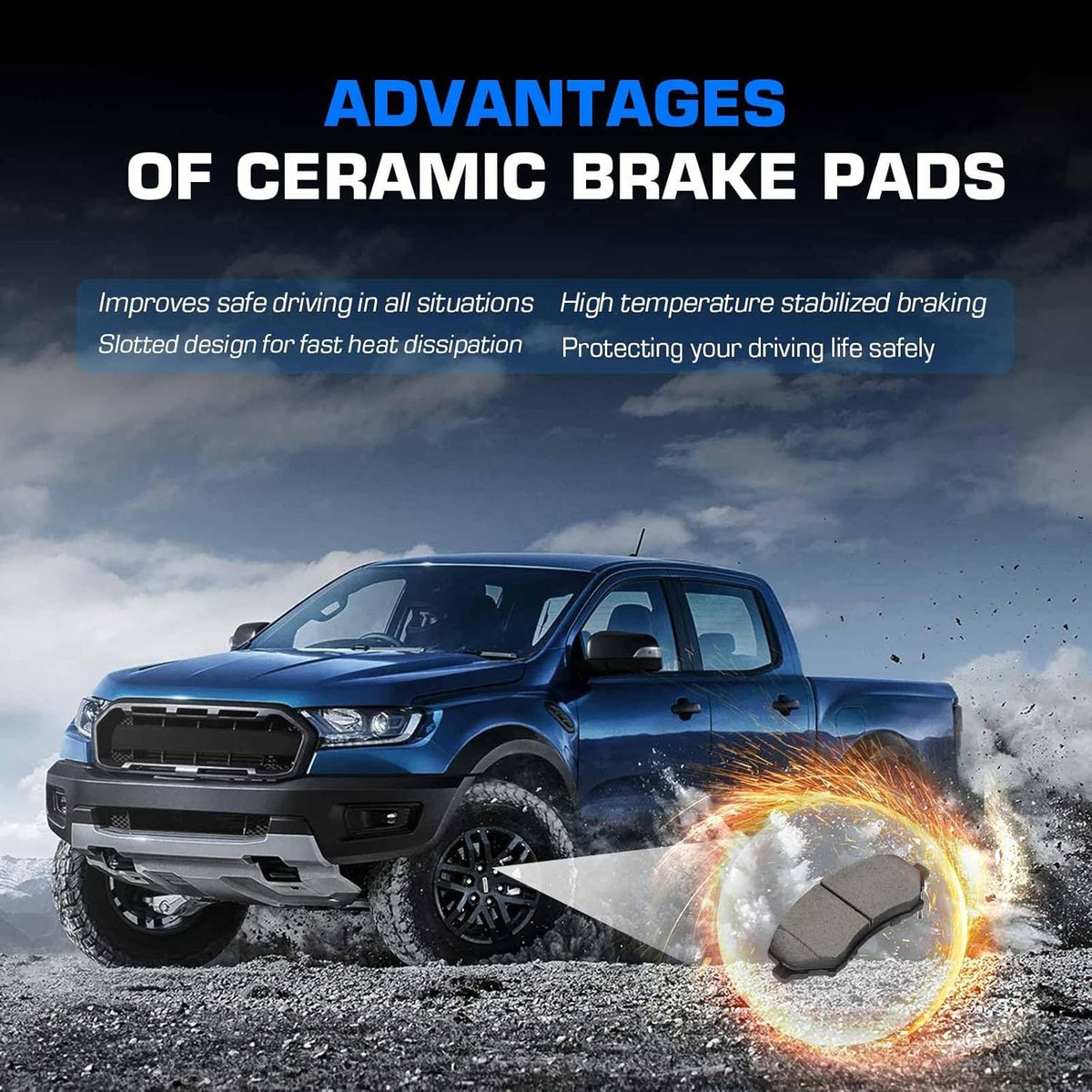 Ceramic Brake Pads Set for Jeep Wrangler Liberty Dodge Nitro Front & Rear
