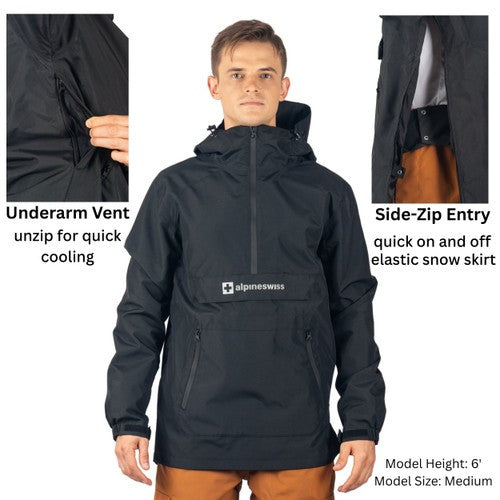 Waterproof Windproof Snowboard Jacket for Men - Alpine Swiss Anorak Shell