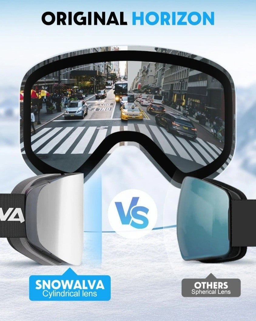 OTG Ski Goggles with UV400 Anti-Fog Lenses - Rimless Snowboard Goggles