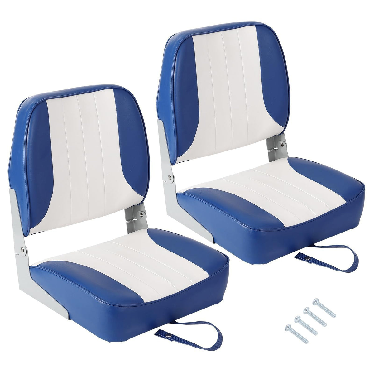 2-Pack Fold-Down Boat Seats with Thick Cushions and Weatherproof Material
