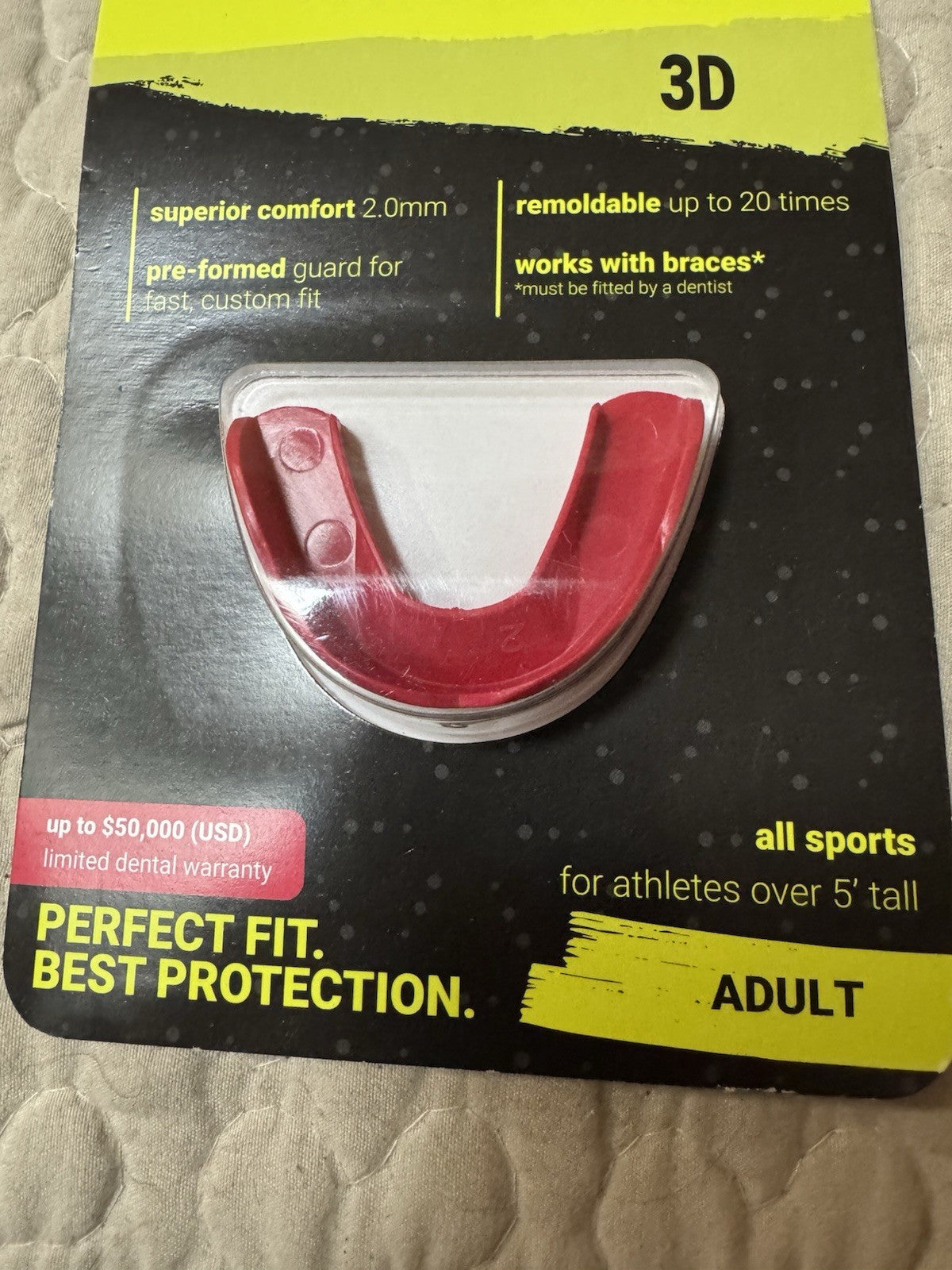 Adult Custom-Fit Sports Mouthguard - Thin 2.0mm, Intense Red, Re-moldable