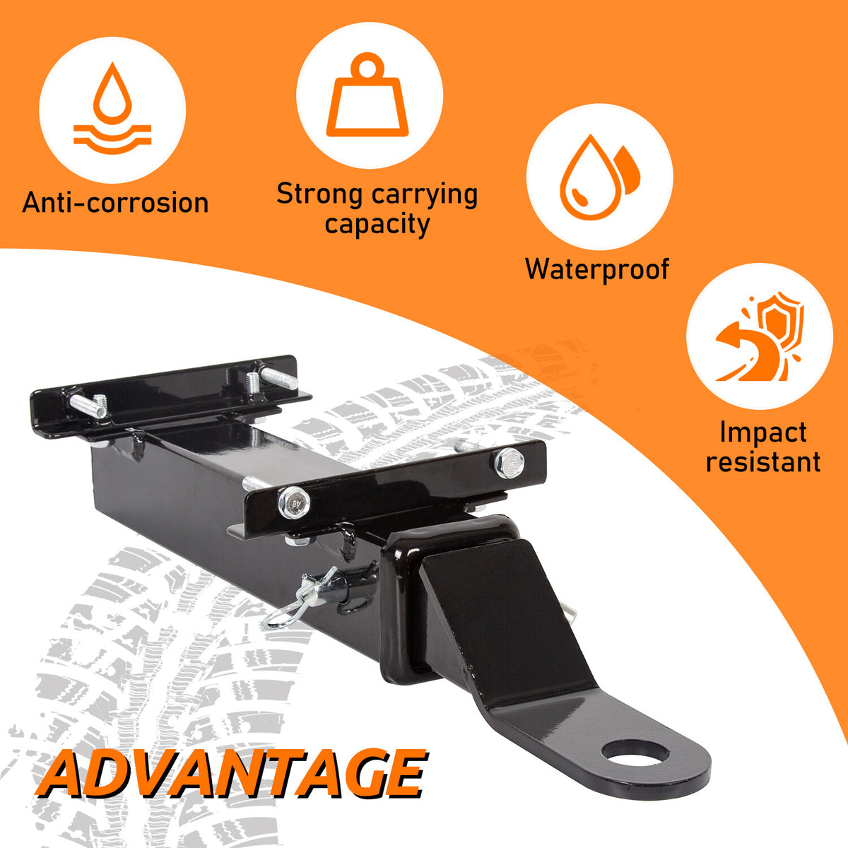 Universal Golf Cart Rear Trailer Hitch with 2-Inch Receiver for EZGO, Yamaha, Club Car